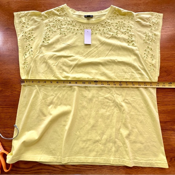 ⭐️ NWT Ann Taylor Eyelet Cap Sleeve Tee Scoop Neck Size XL - Picture 11 of 14